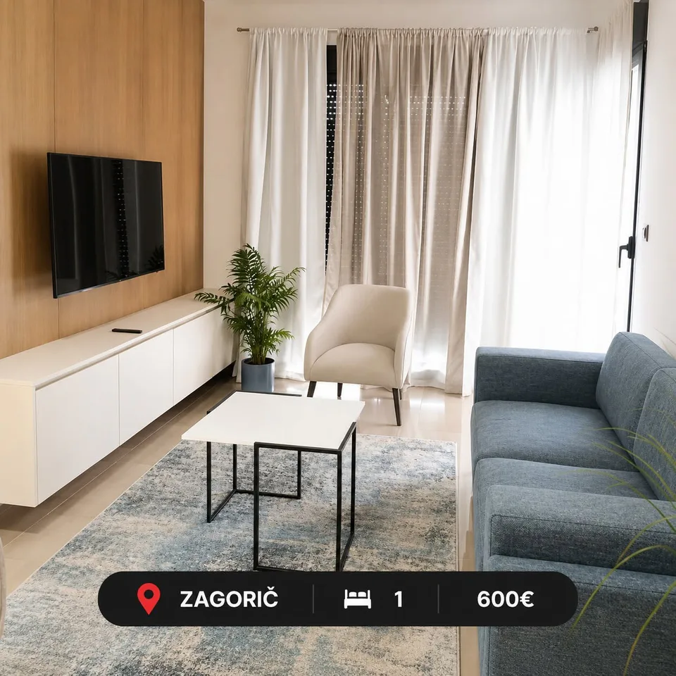 🏡 Izdaje se luksuzan jednosoban stan * 📍 Zagorič – Tenet (pametna zgrada), Podgorica 📐 43 m² 💶 600 €